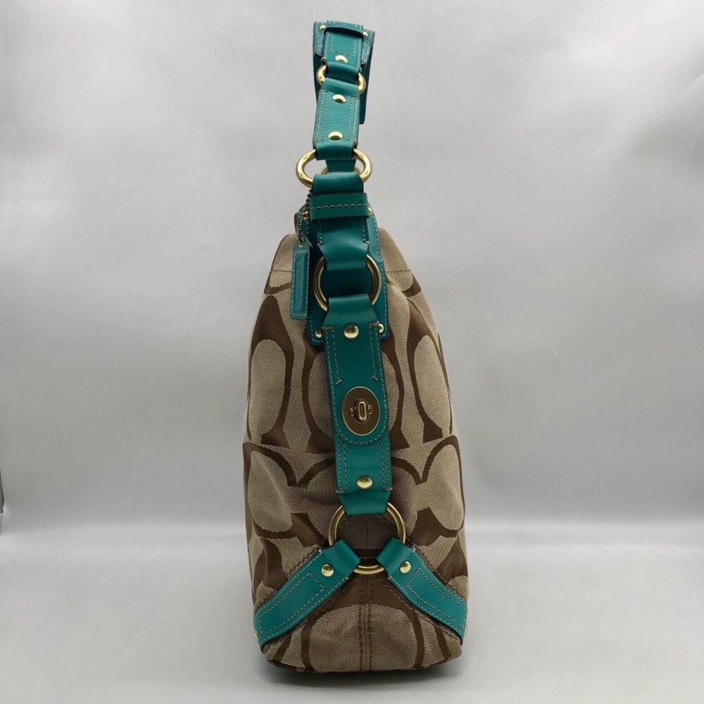 Coach Khaki Canvas Carly Hobo Bag 11868 - Picture 3 of 11